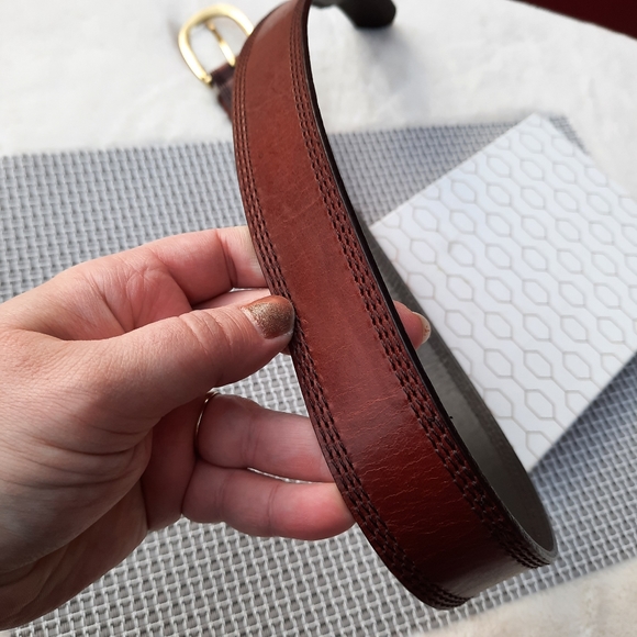 Dockers Braided and Stitched Studded Oversized Buckle Leather Belt XL Brown - Picture 8 of 12